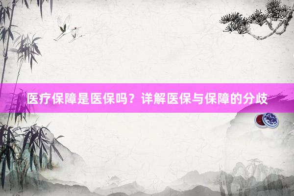 医疗保障是医保吗？详解医保与保障的分歧