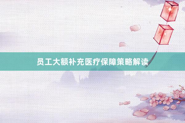 员工大额补充医疗保障策略解读